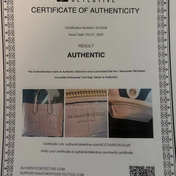 Authentic Alexander McQueen Croc-Embossed Leather Mini Satchel Rare Light Pink - Picture 17 of 17